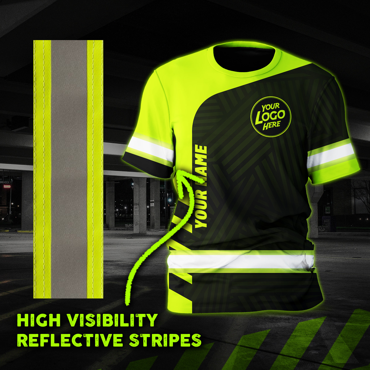  High Visibility Reflective Safety T-Shirts Custom Logo