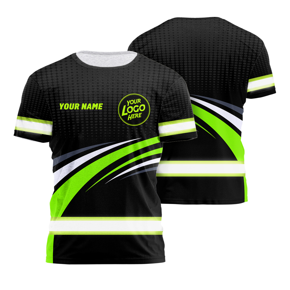 Hi Vis Shirt Uniform Reflective Black Green Neon Color Custom Name And ...