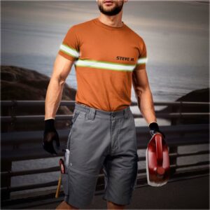 Hi Vis Shirt Uniform Reflective Orange Custom Name And Logo Safety Workwear For Company, Group, Team