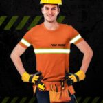 Hi Vis Shirt Uniform Reflective Orange Custom Name And Logo Safety Workwear For Company, Group, Team