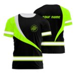 Hi Vis Shirt Uniform Reflective Black Wave Green Neon Custom Name And Logo Safety Workwear For Company, Group, Team