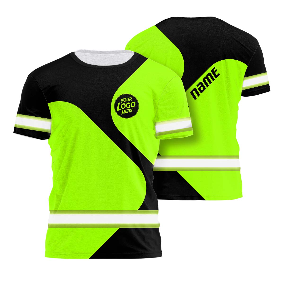 Hi Vis Shirt Uniform Reflective Black Green Neon Custom Name And Logo ...