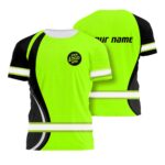 Hi Vis Shirt Uniform Company Reflective Green Neon Custom Name And Logo Safety Workwear For Company, Group, Team