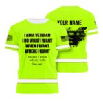 Hi Vis Shirt Reflective I Am Veteran US Flag Custom Name Safety Workwear For Workers, Runners, Cyclists, Patriotic, Veteran, Military