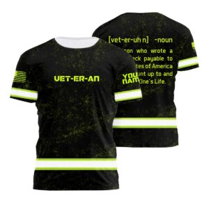 Hi Vis Shirt Reflective Veteran US Flag Custom Name Safety Workwear