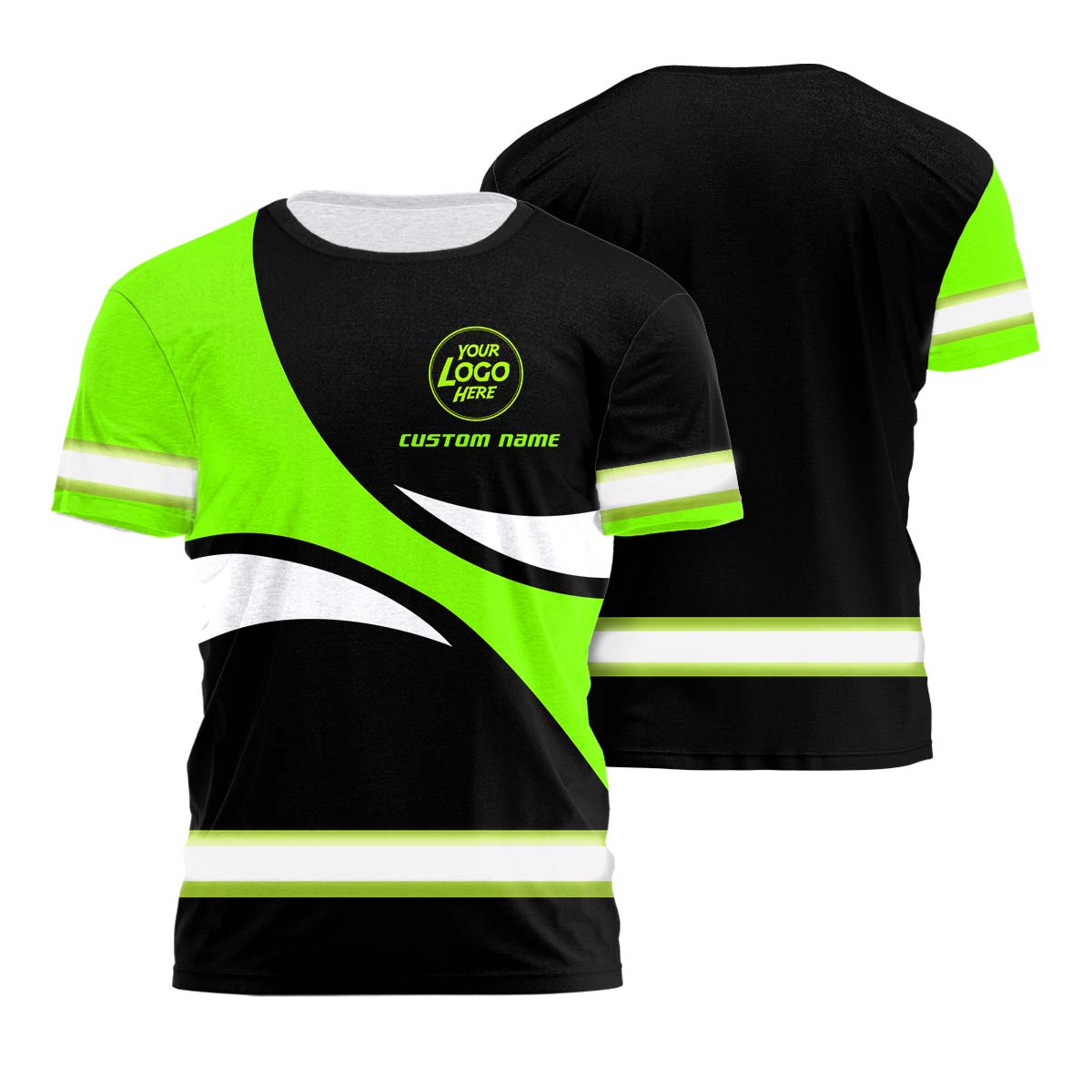 Hi Vis Shirt Uniform Reflective Green Wave Custom Name And Logo Safety ...