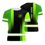 Hi Vis Shirt Uniform Company Reflective Stripes Green Neon Custom Name And Logo Safety Workwear For Company, Group, Team
