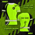 Hi Vis Shirt Uniform Company Reflective Green Neon Custom Name And Logo Safety Workwear For Company, Group, Team