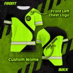 Hi Vis Shirt Uniform Reflective Black Green Neon Custom Name And Logo Safety Workwear For Company, Group, Team