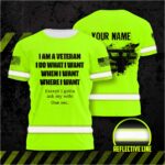 Hi Vis Shirt Reflective I Am Veteran US Flag Custom Name Safety Workwear For Workers, Runners, Cyclists, Patriotic, Veteran, Military
