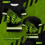 Hi Vis Shirt Reflective Flag USA Wave Custom Name Safety Workwear For Workers, Runners, Cyclists, Patriotic