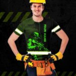 Hi Vis Shirt Reflective Soldier USA Flag Custom Name Safety Workwear For Workers, Runners, Cyclists, Patriotic