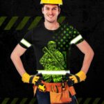 Hi Vis Shirt Reflective Veteran USA Flag Custom Name Safety Workwear For Workers, Runners, Cyclists, Patriotic