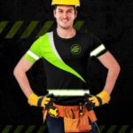 Hi Vis Shirt Uniform Reflective Black Wave Green Neon Custom Name And Logo Safety Workwear For Company, Group, Team