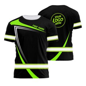 Hi Vis Shirt Uniform Company Reflective Green Neon Custom Name Safety Workwear For Company, Group, Team