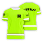 Hi Vis Shirt Reflective Tapes Green Neon Custom Name And Logo Safety For Veteran, Veteran Lovers, Patriotic