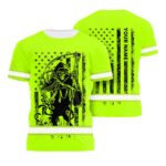 Hi Vis Shirt Reflective Black Reaper Custom Name Safety Workwear For Workers, Runners, Cyclists, Patriotic, Veteran, Military