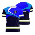 Hi Vis Shirt Uniform Reflective Blue Neon Custom Name And Logo Safety Workwear For Company, Group, Team