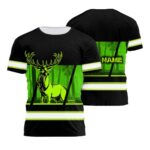 Hi Vis Shirt Reflective Deer Hunting Custom Name Safety Workwear For Workers, Runners, Cyclists, Patriotic, Hunting Lovers