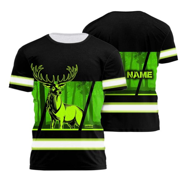 Hi Vis Shirt Reflective Deer Hunting Custom Name Safety Workwear For Workers, Runners, Cyclists, Patriotic, Hunting Lovers