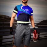 Hi Vis Shirt Uniform Reflective Blue Neon Custom Name And Logo Safety Workwear For Company, Group, Team