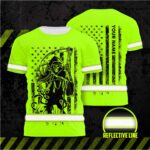 Hi Vis Shirt Reflective Black Reaper Custom Name Safety Workwear For Workers, Runners, Cyclists, Patriotic, Veteran, Military