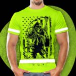 Hi Vis Shirt Reflective Black Reaper Custom Name Safety Workwear For Workers, Runners, Cyclists, Patriotic, Veteran, Military