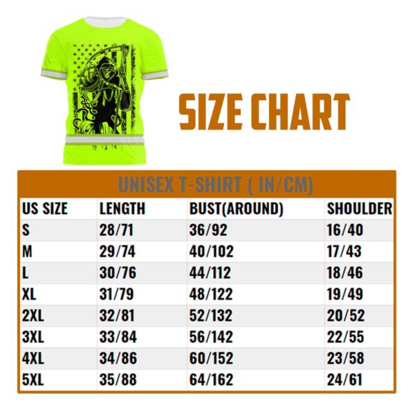 Hi Vis Shirt Reflective Black Reaper Custom Name Safety Workwear For Workers, Runners, Cyclists, Patriotic, Veteran, Military