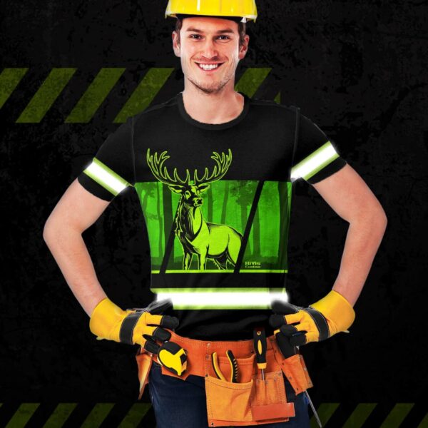 Hi Vis Shirt Reflective Deer Hunting Custom Name Safety Workwear For Workers, Runners, Cyclists, Patriotic, Hunting Lovers