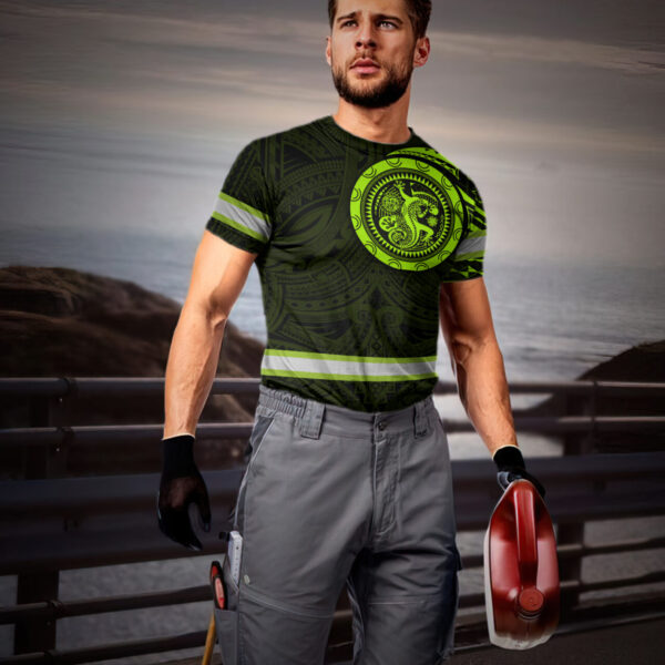 Hi Vis Shirt Reflective Tapes Hawaiian Gecko Custom Name Safety Workwear For Workers, Runners, Cyclists, Patriotic