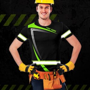 Hi Vis Shirt Uniform Company Reflective Green Neon Custom Name Safety Workwear For Company, Group, Team