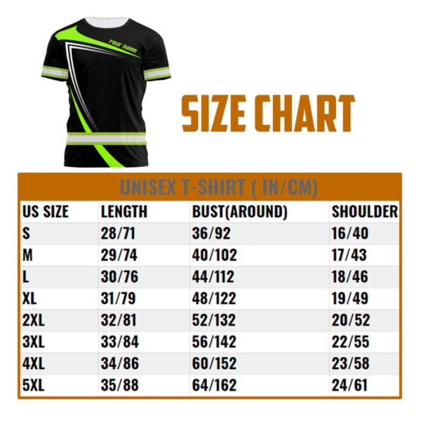 Custom Team Uniform Size Charts