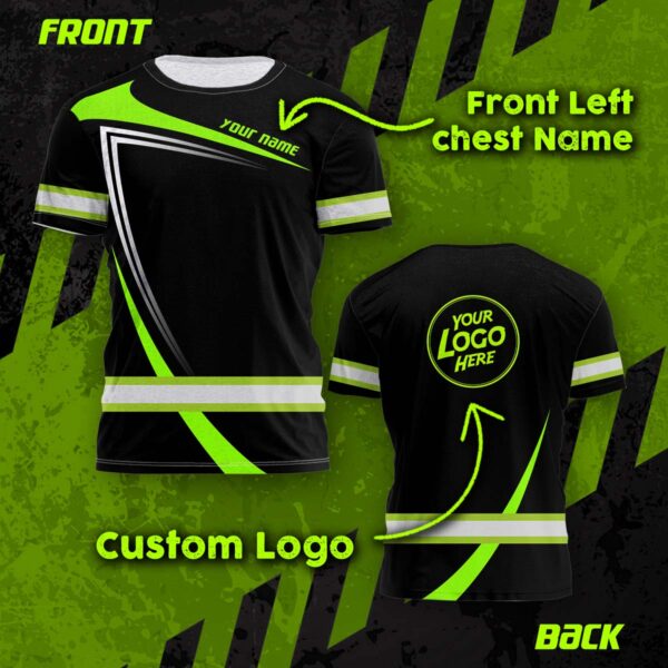 Hi Vis Shirt Uniform Company Reflective Green Neon Custom Name Safety Workwear For Company, Group, Team