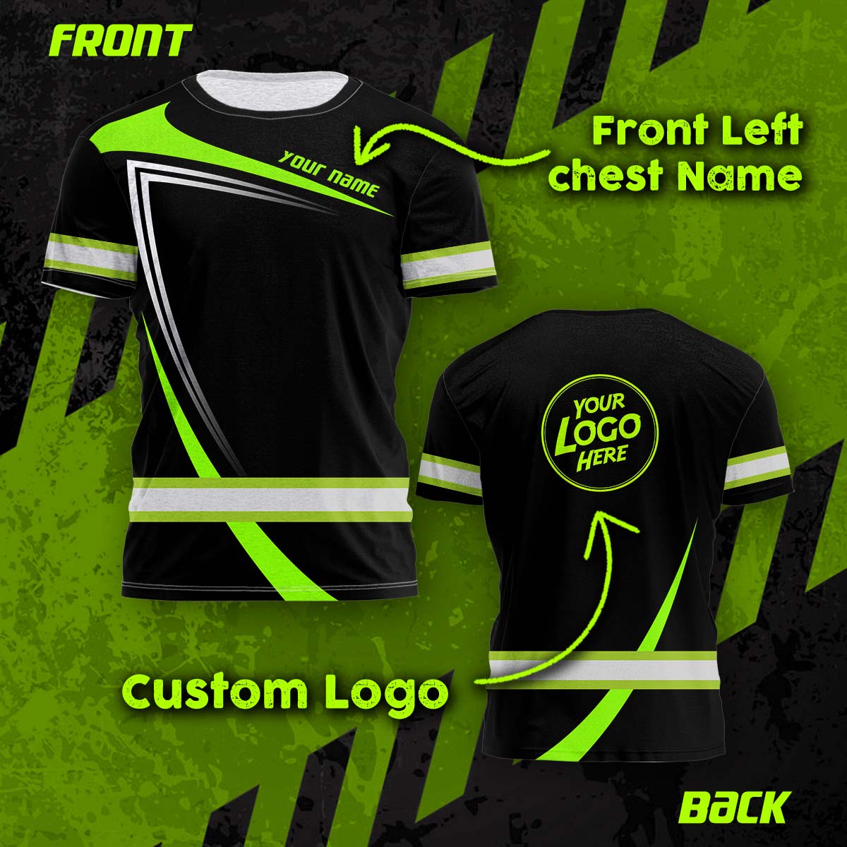 Hi Vis Shirt Uniform Company Reflective Green Neon Custom Name Safety ...