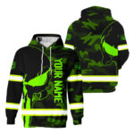 Hi Vis Hoodie Reflective Skull Camo Neon US Flag Custom Name Safety Workwear For Workers, Runners, Cyclists, Trucker, Operator, Patriotic