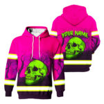 Hi Vis Hoodie Reflective Tapes Pink Forest Green Skull Safety Workwear For Workers, Runners, Cyclists