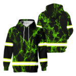 Hi Vis Hoodie Reflective Stone Pattern Safety Workwear For Workers, Runners, Cyclists, Trucker, Operator, Patriotic