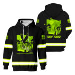 Hi Vis Hoodie Reflective Eagle Fly US Flag Custom Name Safety Workwear For Workers, Runners, Cyclists, Trucker, Operator, Patriotic