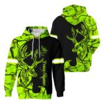Hi Vis Hoodie Reflective Green Neon Deer Hunting Custom Name Safety Workwear For Hunter, Hunting Lovers