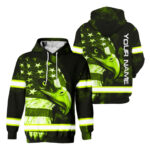 Hi Vis Hoodie Reflective Eagle Eyes US Flag Custom Name Safety Workwear For Workers, Runners, Cyclists, Trucker, Operator, Patriotic