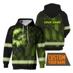 Hi Vis Hoodie Reflective Eagle And US Flag Custom Name Safety Workwear For Workers, Runners, Cyclists, Trucker, Operator, Patriotic
