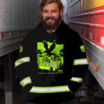 Hi Vis Hoodie Reflective Eagle Fly US Flag Custom Name Safety Workwear For Workers, Runners, Cyclists, Trucker, Operator, Patriotic