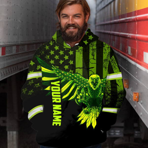 Hi Vis Shirt Reflective Eagle Fly Flag USA Custom Name Safety Workwear