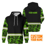 Hi Vis Hoodie Reflective Green Camo Custom Name Safety Workwear For Workers, Runners, Cyclists, Trucker, Operator, Patriotic