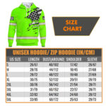Hi Vis Hoodie Reflective Scratch Green Neon US Flag Custom Name Safety Workwear For Workers, Runners, Cyclists, Trucker, Operator, Patriotic