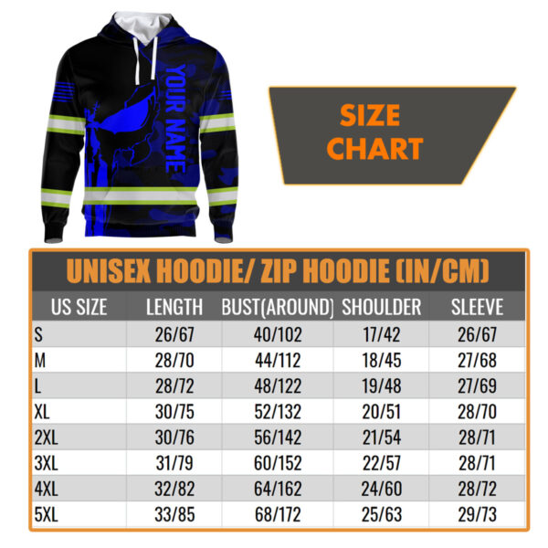 Hi Vis Hoodie Reflective Skull Blue Camo Neon US Flag Custom Name Safety Workwear For Workers, Runners, Cyclists, Trucker, Operator, Patriotic