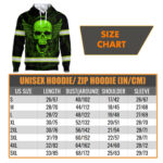 Hi Vis Hoodie Reflective Tapes Green Neon Skull With Chain Safety Workwear For Workers, Runners, Cyclists