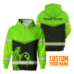 Hi Vis Hoodie Reflective Tapes Green Turtle Hawaiian Custom Name Safety Workwear For Workers, Runners, Cyclists, Patriotic