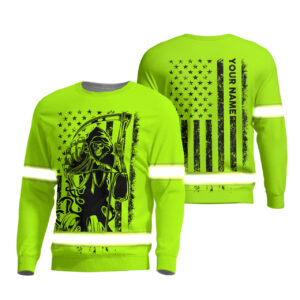 Hi Vis Long Sleeve Shirt Reflective Black Reaper Custom Name Safety Workwear