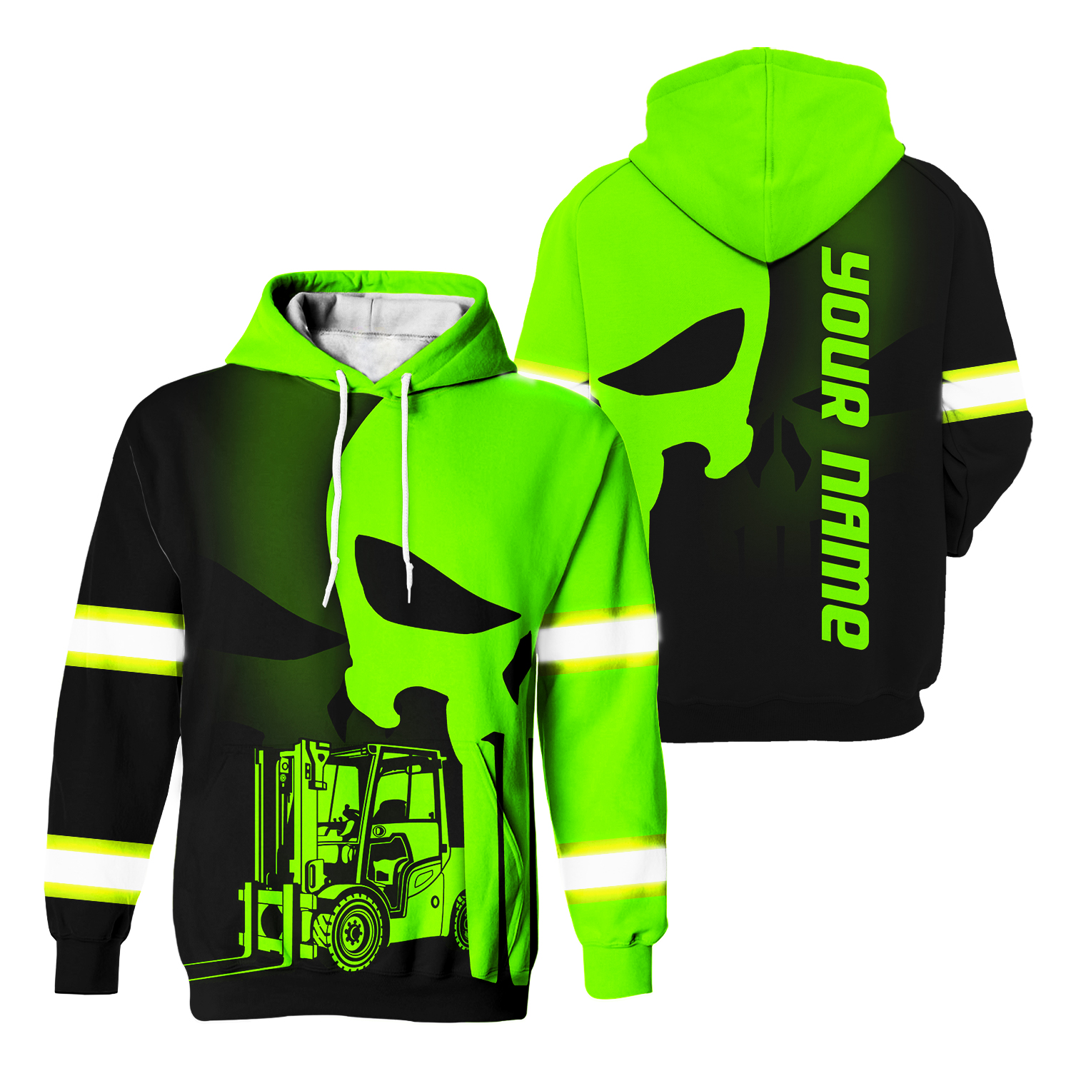Hi Vis Hoodie Reflective Tapes Operator Skull With Shadow Forklift ...